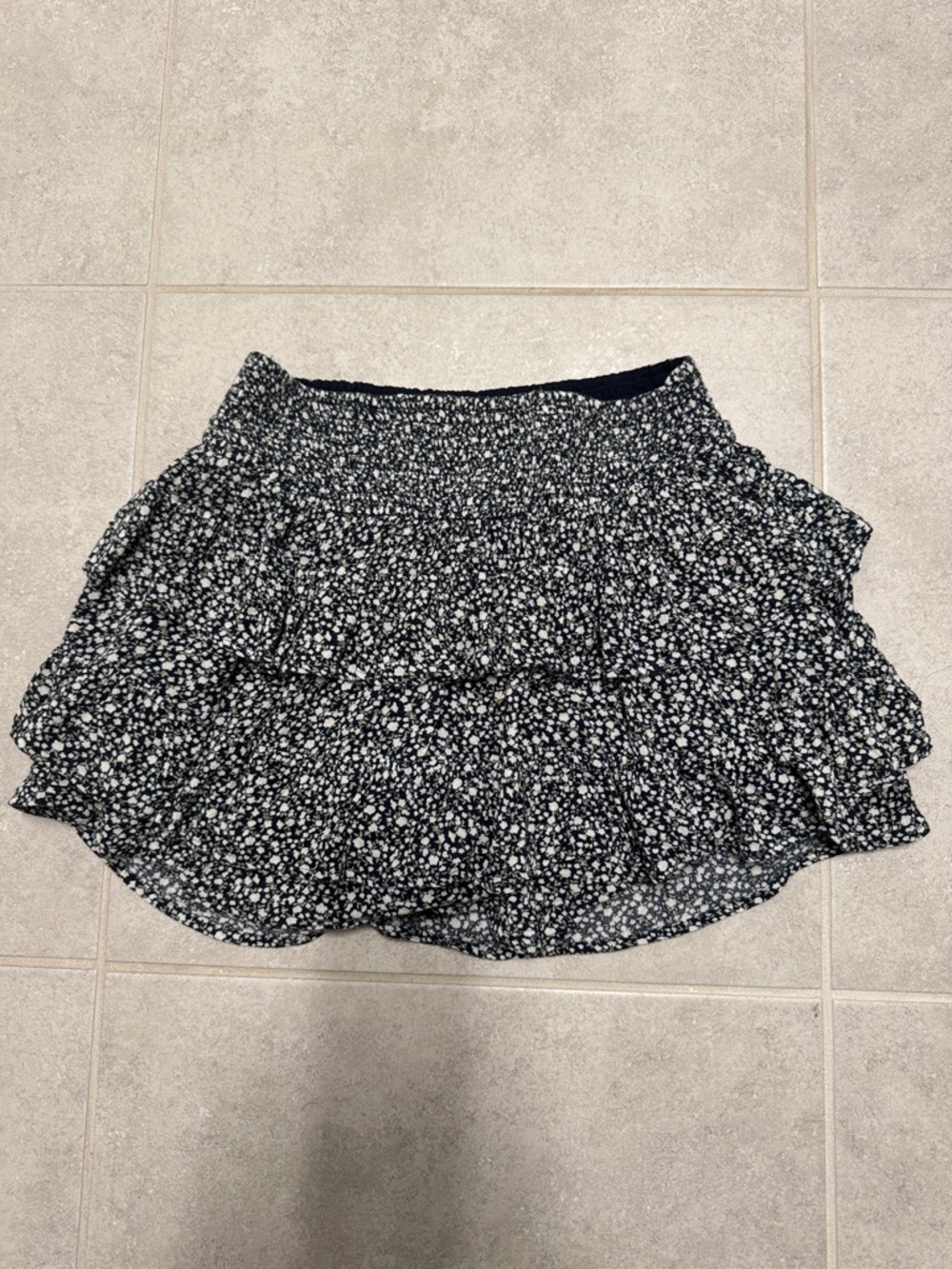 Hollister deep Navy Mini Skirt with White Floral Print